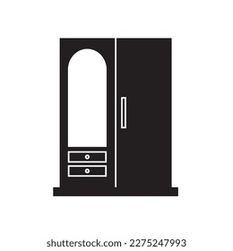 Cupboard icon. Wardrobe furniture cabinet vector template.