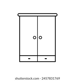 Cupboard icon. Wardrobe furniture cabinet vector template.
