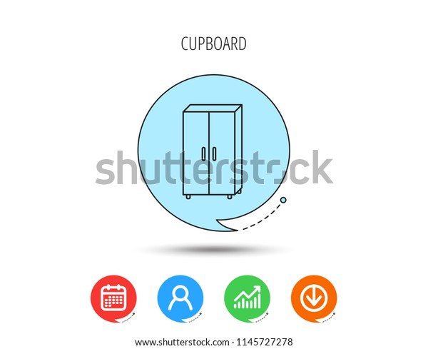 Cupboard Icon Wardrobe Furniture Sign Calendar Stock Vector