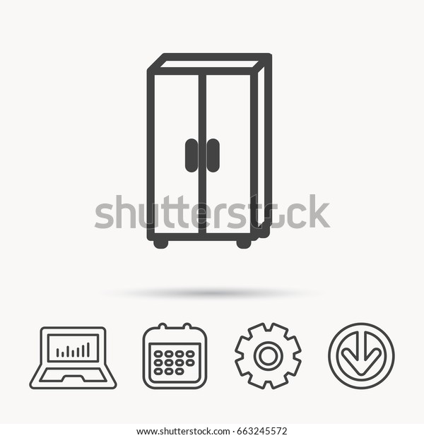 Cupboard Icon Wardrobe Furniture Sign Notebook Stock Vector