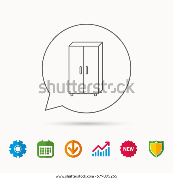 Cupboard Icon Wardrobe Furniture Sign Calendar Stock Vector