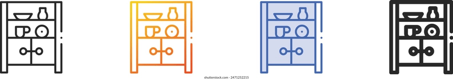 cupboard icon.Thin Linear, Gradient, Blue Stroke and bold Style Design Isolated On White Background