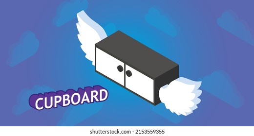 Cupboard isometric design icon. Vector web illustration. 3d colorful concept