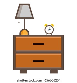 Cupboard, lamp, o'clock icons flat color