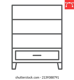Cupboard line icon, furniture and interior, cupboard vector icon, vector graphics, editable stroke outline sign, eps 10.