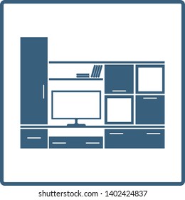 Cupboard line vector icon in a square frame isolated on a white background