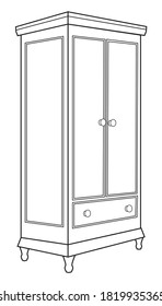 cupboard line vector illustration,isolated on white background for education,top view