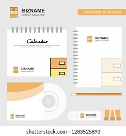 Cupboard Logo, Calendar Template, CD Cover, Diary and USB Brand Stationary Package Design Vector Template