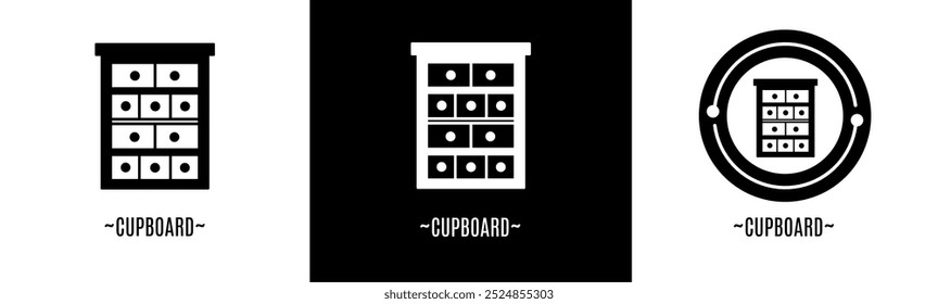 Conjunto de logotipo de armário. Coleção de logotipos em preto e branco. Vetor de estoque.