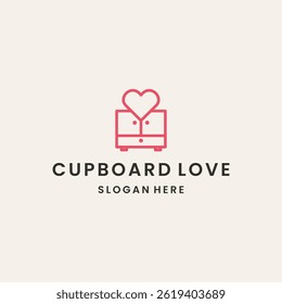 Estilo de ilustração do ícone do vetor do logotipo do amor do armário