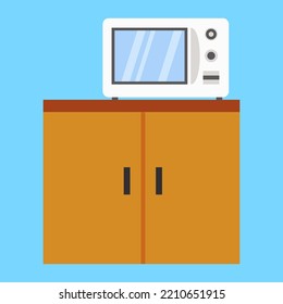 Cupboard with microwave oven, illustration, vector