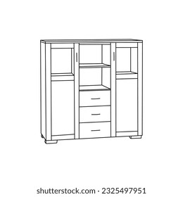 Cupboard minimalist line furniture design template, icon from furniture collection isolated on white background