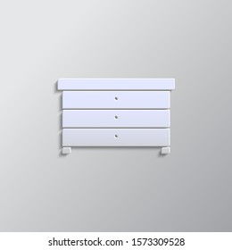 Cupboard paper style, vector icon. Grey color vector background