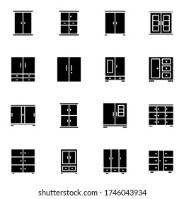 Juego de iconos de portapapeles y estante. Concepto simple de señalización de iconos sólidos del localizador. ilustración vectorial. 