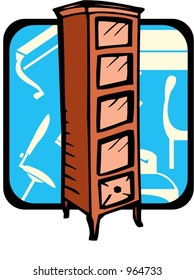 Cupboard shelf.Pantone colors.Vector illustration