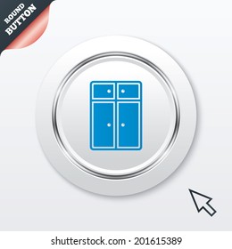 Cupboard sign icon. Modern furniture symbol. White button with metallic line. Modern UI website button with mouse cursor pointer. Vector