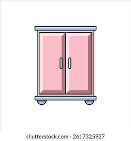 Cupboard Stylized and Editable Vector Illustration for Interior and Furniture Design Themes.