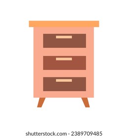 cupboard with three door cartoon illustration