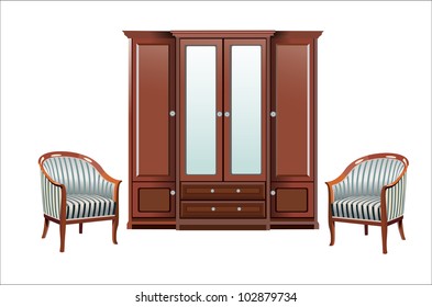 cupboard and two chairs