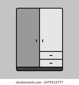 Icono de escala de grises del Vector del Armario. Símbolo gráfico para muebles, diseño de Sitio web y App, logotipo, App, UI