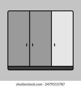 Cupboard vector grayscale icon. Graph symbol for furniture, web site and apps design, logo, app, UI