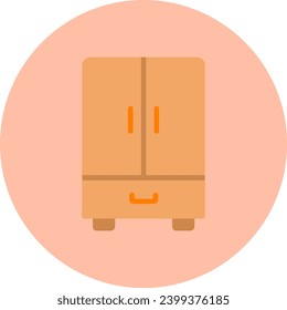 Cupboard Vector Icon Flat Circle Style