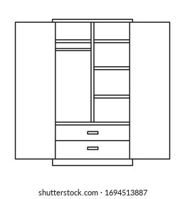 Cupboard vector icon.Outline vector icon isolated on white background cupboard .