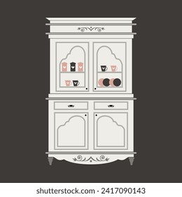 ilustración vectorial de armario lindo barroco, de estilo chic o clásico cabinas interiores de lujo vintage