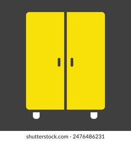 Cupboard vector on dark background icon. Graph symbol for furniture, web site and apps design, logo, app, UI