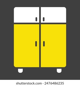 Cupboard vector on dark background icon. Graph symbol for furniture, web site and apps design, logo, app, UI