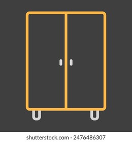 Cupboard vector on dark background icon. Graph symbol for furniture, web site and apps design, logo, app, UI