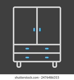 Cupboard vector on dark background icon. Graph symbol for furniture, web site and apps design, logo, app, UI