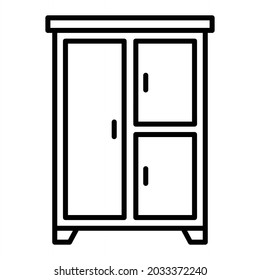 Cupboard Vector Outline Icon Isolated On White Background
