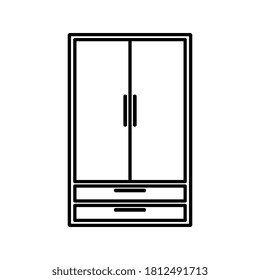 Cupboard, wardrobe, furniture flat design icon.Flat design