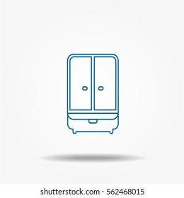Cupboard wardrobe icon. Vector interiors illustration.