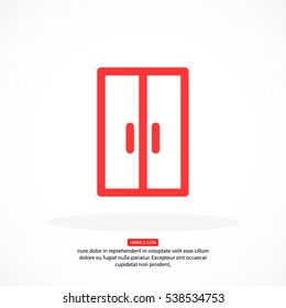 Cupboard wardrobe. line vector icon
