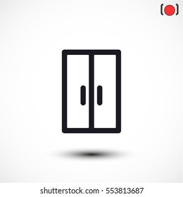 Cupboard wardrobe. line vector icon