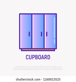 Cupboard, wardrobe thin line icon. Modern vector illustration of furniture, element of interior.