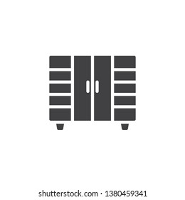 Cupboard wardrobe vector icon. filled flat sign for mobile concept and web design. Closet furniture glyph icon. Symbol, logo illustration. Pixel perfect vector graphics
