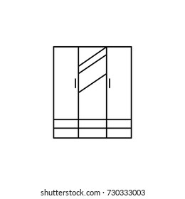Cupboard wardrobe withe mirror icon on white background