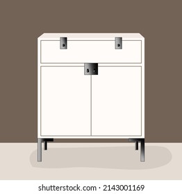 cupboard in white color. cupboard illustration