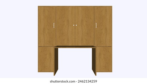 cupboard or wooden cabinet with a table in the middle