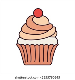 cupcake 2d flat vector illustration isolated on a white background