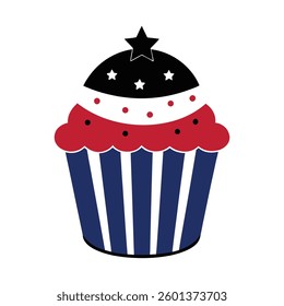 cupcake with american flag decorations vector illustration