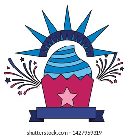 cupcake american happy independence day vector illustration