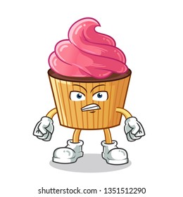 cupcake angry mascot vector cartoon illustration