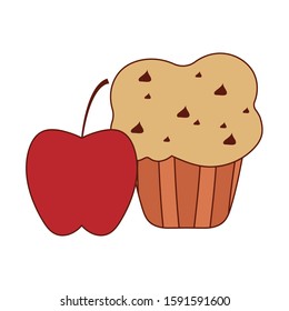 Cupcake and apple design, Muffin dessert sweet bakery sugar pastry and food theme Vector illustration