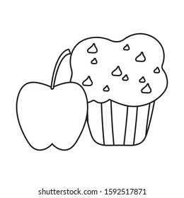 Cupcake and apple design, Muffin dessert sweet bakery sugar pastry and food theme Vector illustration