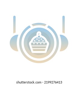 Cupcake Astronaut-Logo-Farbverlauf-Design-Symbol