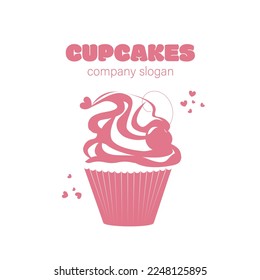 Cupcake Template, Cupcake Bakery Brochure, Cupcake Shop Menu Design, Restaurant Banner with illustration of fresh sweet cupcake on white background.